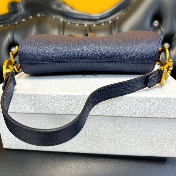 Christian Dior Saddle Bag Deep Ocean Blue Grained Calfskin - Picture 8 of 13